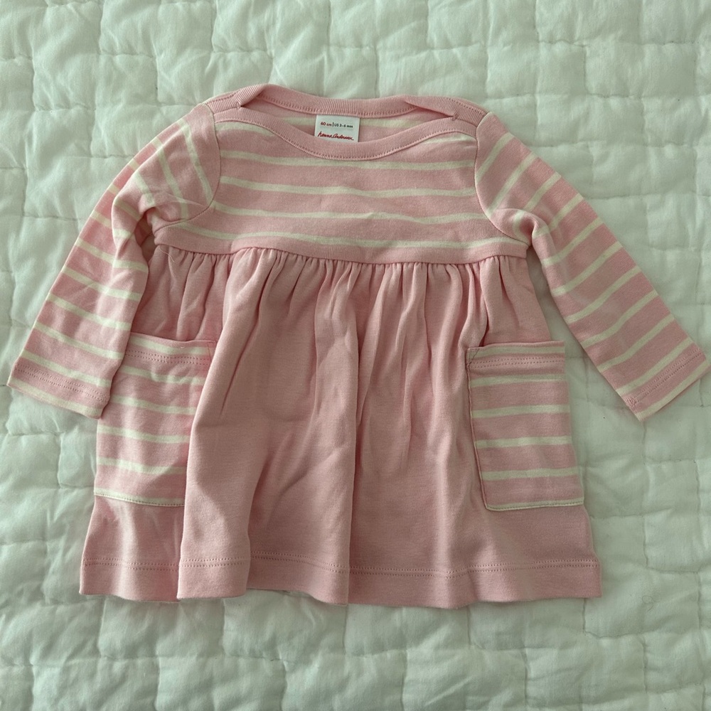 NWOT Hanna Andersson organic pink striped baby girl dress